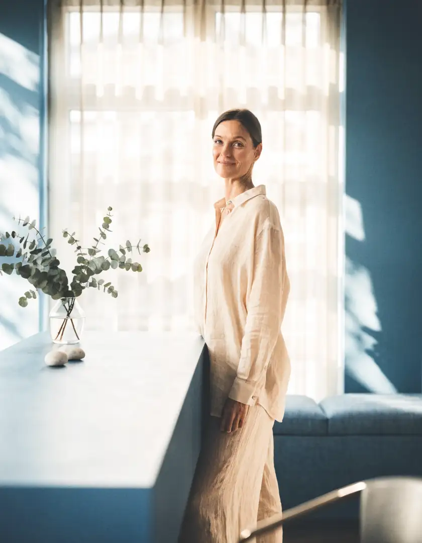 Spa owner at the front desk of her spa